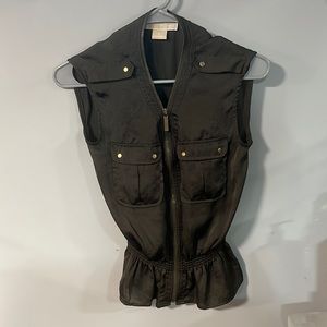Michael Kors zippered military style vest with gold accents